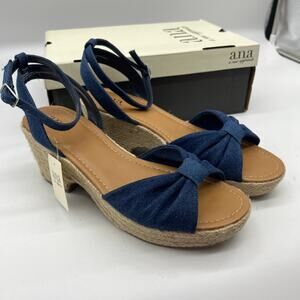 a.n.a Womens Dukes Heeled Sandals Denim Blue Size 10M